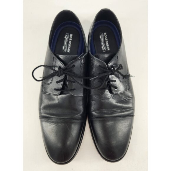 Bostonian Nantucket Dress Shoes Men's 10 W Wide Cap Toe Black Leather Oxford - Picture 3 of 12